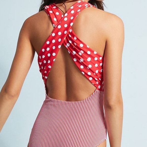 Anthropologie Other - Anthropologie Allihop Polka Dot Plunging One Piece